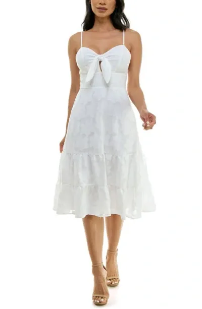 Speechless Tie Front Jacquard Sundress In Off White Jm