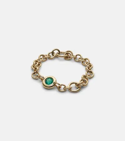 Spinelli Kilcollin Gravity Estrella 18kt Gold Chain Ring With Emerald