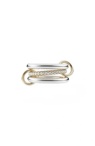 Spinelli Kilcollin Petite Libra Linked Pavé Diamond Rings In Silver Gold