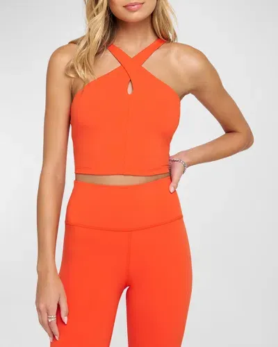 Spiritual Gangster Jules Cross-neck Cropped Tank Top In Tigerlily