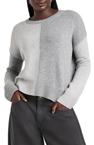 Splendid Amy Color Block Sweater In Ice Heather Grey/heather Fog