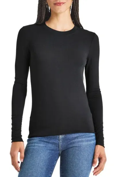 Splendid Bri Long Sleeve Knit Top In Black