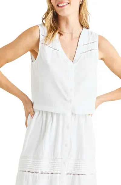 Splendid Callan Openwork Sleeveless Button-up Shirt In White