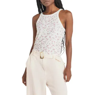 Splendid Candice Linen Blend Crop Tank In White/lotus Floral