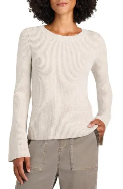 Splendid Farah Rib Crewneck Sweater In Snow Heather