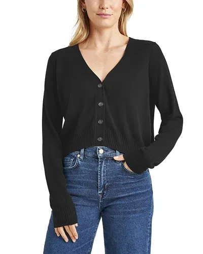 Splendid Georgie Crop V-neck Cardigan In Black