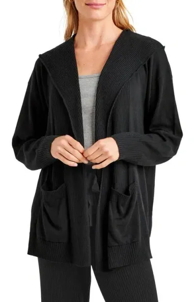 Splendid Georgie Hoodied Cardigan In Black