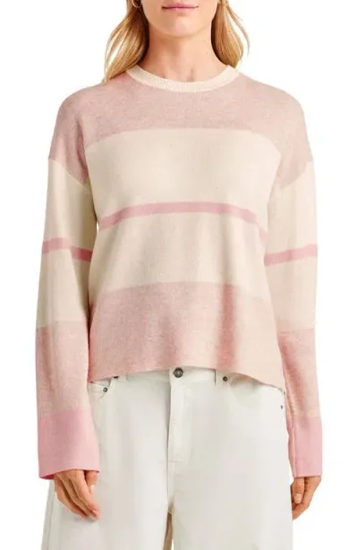 Splendid Georgie Stripe Crewneck Sweater In Canyon Rose