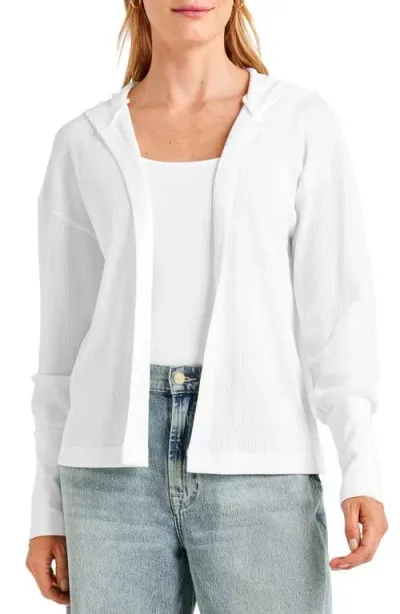 Splendid Jaime Thermal Knit Open Front Hoodie In White