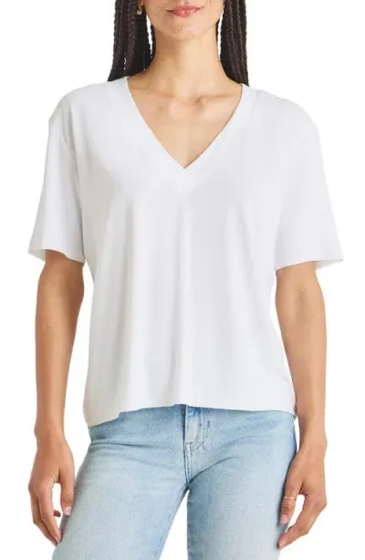 Splendid Lacey Relaxed V-neck T-shirt In White