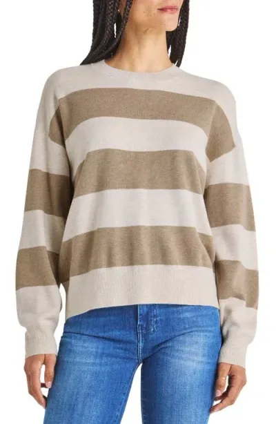 Splendid Livy Stripe Sweater In Oat Stripe