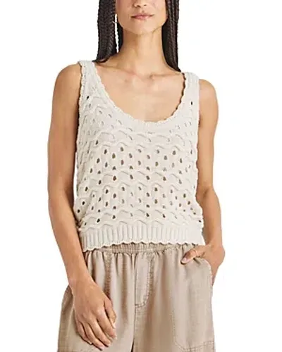 Splendid Lowen Open Knit Cropped Sweater Tank In White Sand