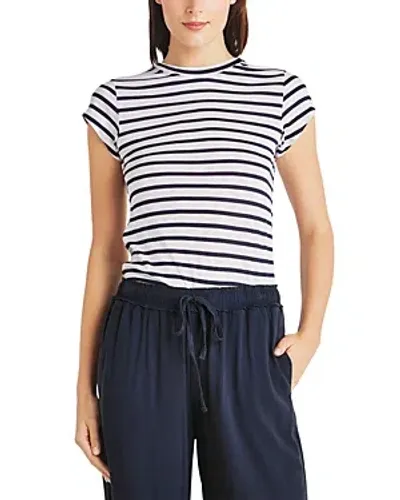 Splendid Nautical Stripe Crewneck Tee In Navy/white