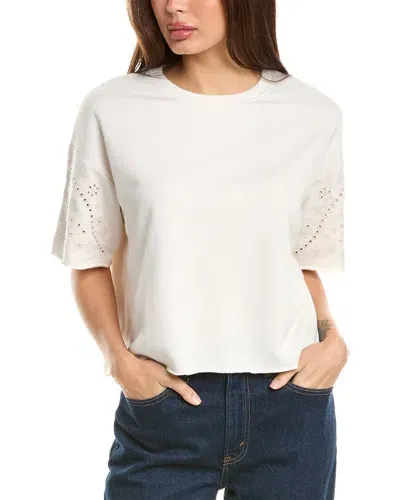 Splendid Raylee Embroidered Sweatshirt Moonstone In White