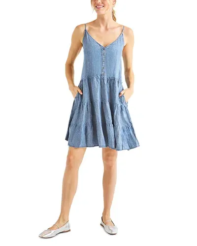 Splendid Shannon Tiered Mini Dress In Indigo