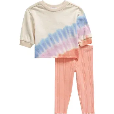 Splendid Babies'  Sunset Tie Dye Sweatshirt & Rib Leggings Set