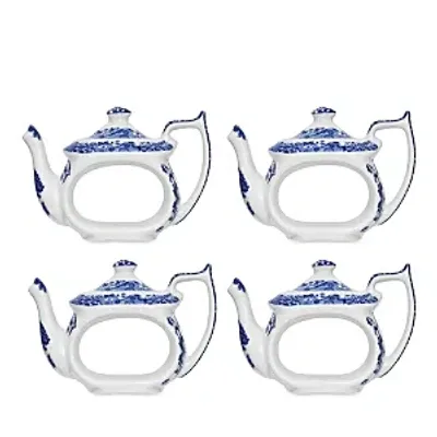 Spode Blue Italian Teapot Napkin Rings - Set Of 4