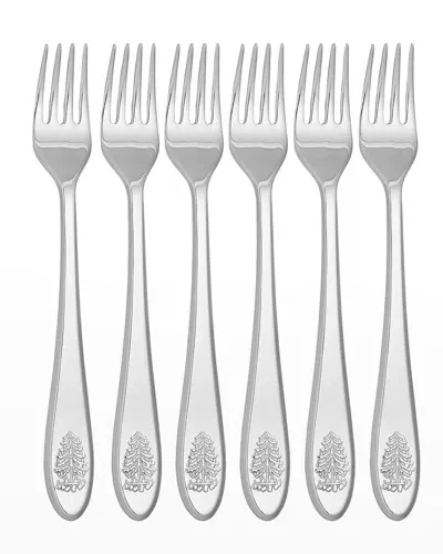 Spode Christmas Tree Set Of 6 Cocktail Forks In Green