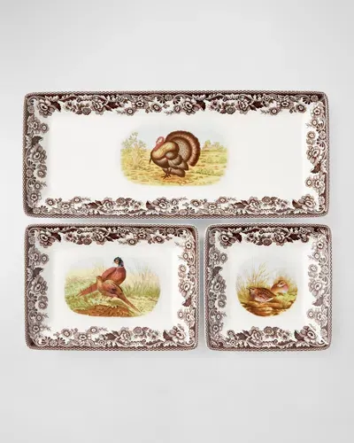 Spode Woodland 3-piece Nesting Tray Set In Brown