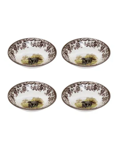 Spode Woodland Cereal Bowls, Set Of 4 In Black Bear