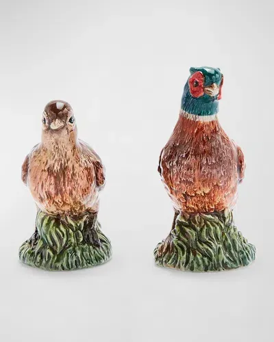 Spode Woodland Figural Pheasant Salt & Pepper Set In Brown