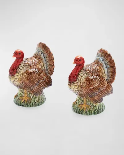 Spode Woodland Figural Turkey Salt & Pepper Set In Brown