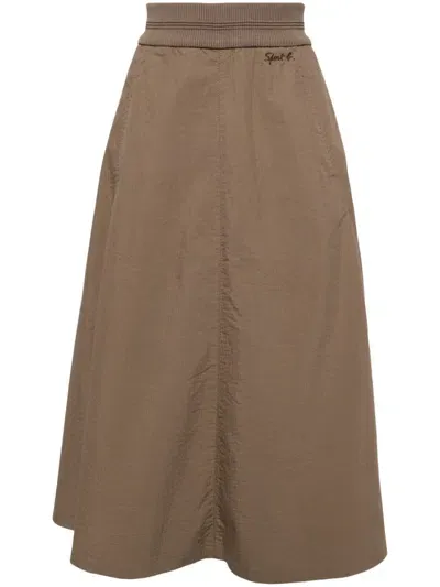 Sport B. By Agnès B. Logo-embroidered Skirt In Brown