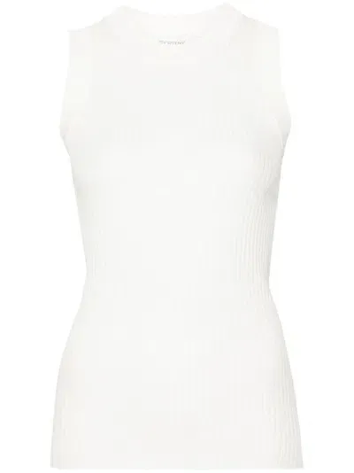 Sport Max Ribbed Cotton Tank Top In White