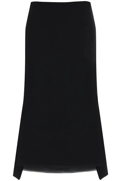 Sportmax Midi Skirt With Wrap Slits And In Black