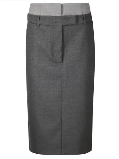 Sportmax Button Detailed Pencil Skirt In Grey