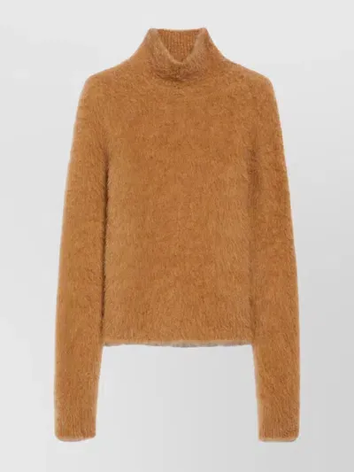 Sportmax Elgar Fluffy Alpaca Blend Knit Sweater In Camel