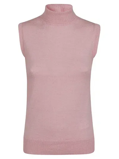 Sportmax Ardenza Roll Neck Sleeveless Vest In Pink