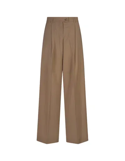 Sportmax High-rise Virgin-wool Trousers In Brown