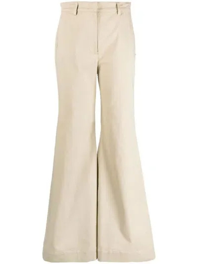 Sportmax Bernini Flared High-waisted Trousers In Neutrals