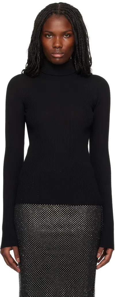 Sportmax Black Pure Wool Mock Polo-neck Turtleneck In 008 Black