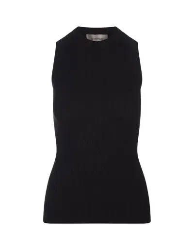 Sportmax Sleeveless Fine-knit Top In Black