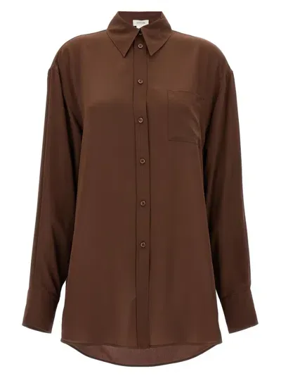 Sportmax Buttoned Curved Hem Shirt In Brown