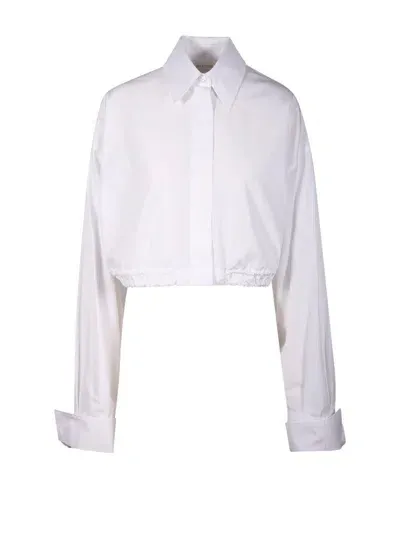 Sportmax Buttoned Long-sleeved Cropped Shirt In Bianco