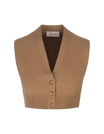 Sportmax Folk Cropped Vest In Neutrals