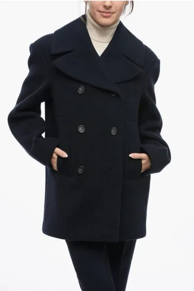 Sportmax Cashmere-blended Double-breasted Coat In Black