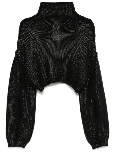 Sportmax Cropped Cotton Sweater In Black