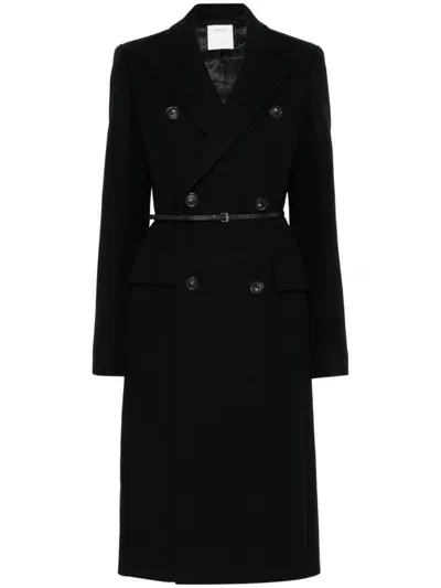 Sportmax Double-breasted Coat In Black