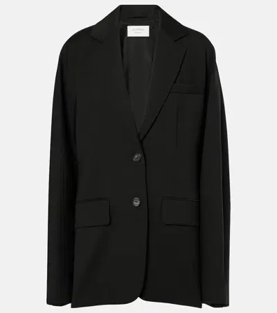 Sportmax Ecru Oversized Virgin Wool Blazer In Black