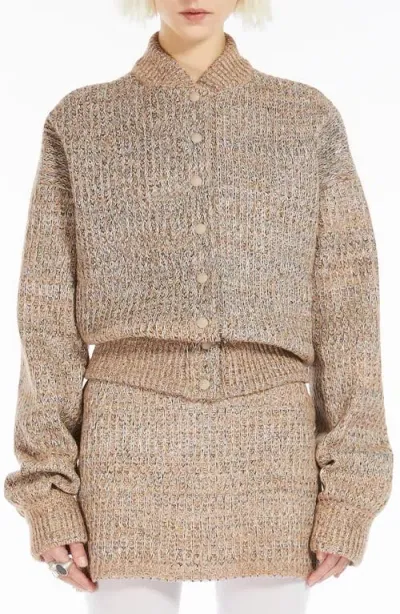 Sportmax Edna Marled Knit Bomber Jacket In Camel