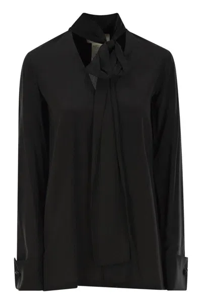 Sportmax Elleni - Silk Blouse With Sash In Black