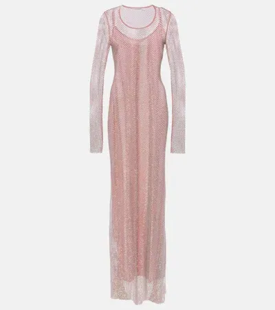 Sportmax Embellished Mesh Gown In Pink