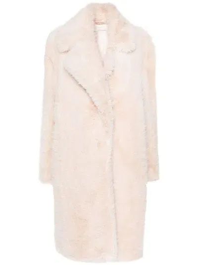 Sportmax Faux-fur Midi Coat In Pink