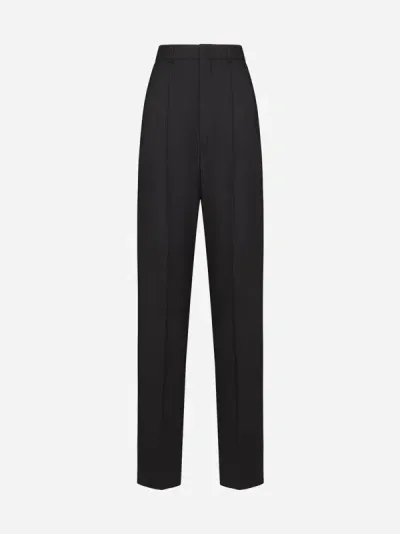 Sportmax Felice Wool Trousers In Dark Brown