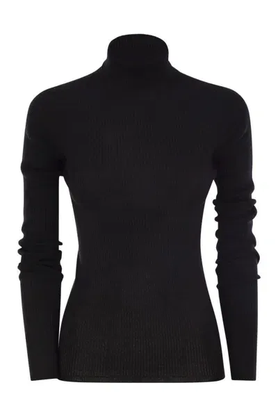 Sportmax Flavia - Turtleneck Sweater In Virgin Wool In Black