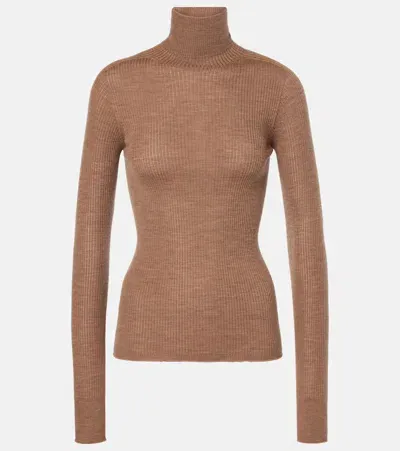 Sportmax Flavia Virgin Wool Turtleneck Sweater In Brown